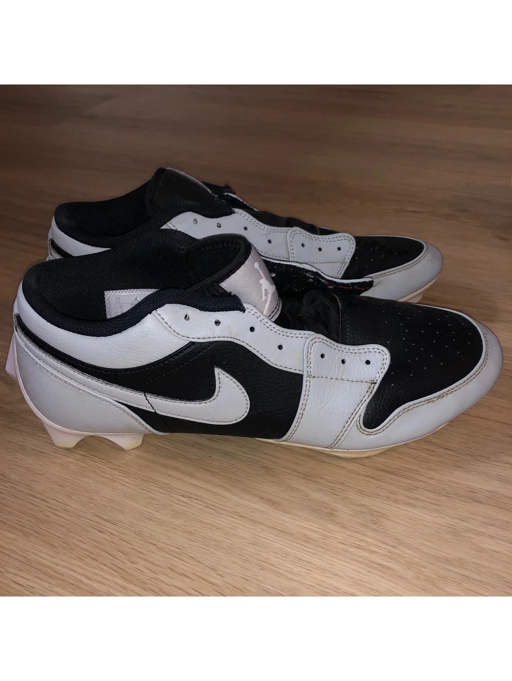 NIKE JORDAN 1 LOW TD SHADOW GRAY BLACK WHITE BASEBALL FOOTBALL CLEATS MENS SZ 12